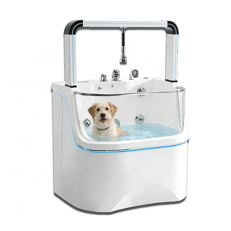 USMILEPET Eco-Friendly Acrylic Pet Spa Bathtub with Surf Lights for Dog Grooming Bath