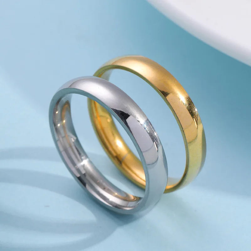 Customizable Smooth Gold Plated Titanium Steel Finger Ring Smooth Gold Plated Stainless Steel Band Men's Fashion Acrylic Ring