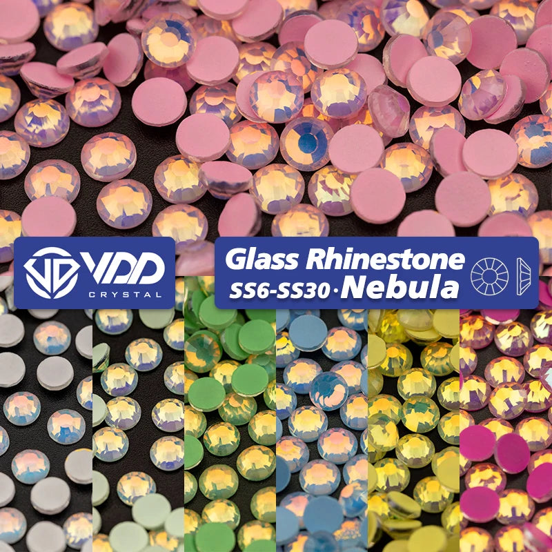 VDD Nebula-Color SS6-SS30 Glass Rhinestones Crystal Flat Back Glitter Strass Stones Nail Art Accessories DIY Crafts Decoratio