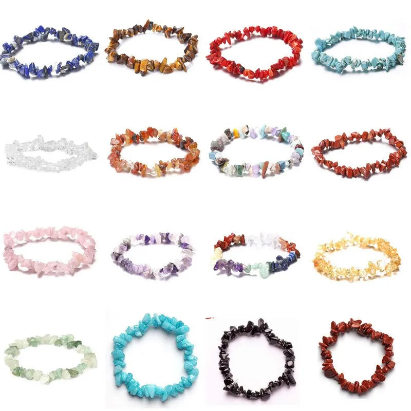 Gemstone Red Gold Stone Chips Bracelet Red Sandstone