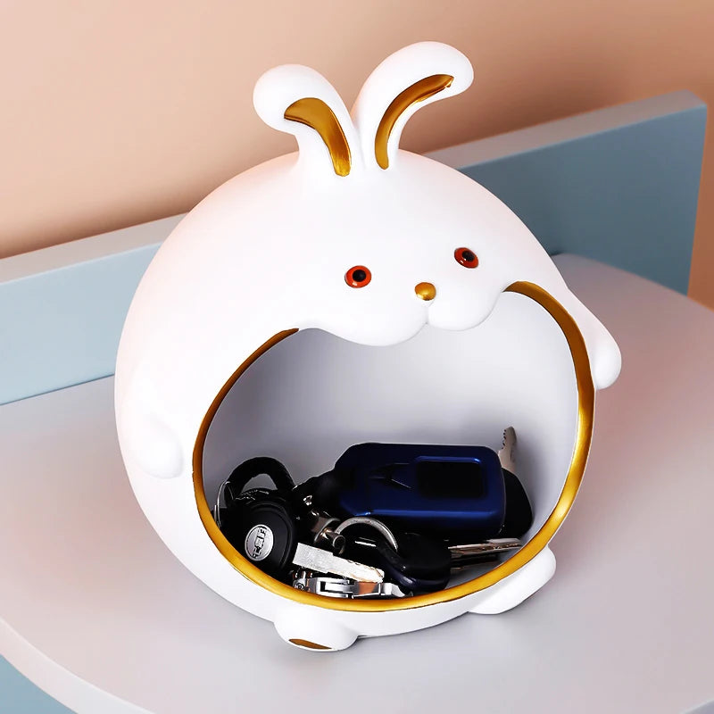 2026 Wholesale Resin Ornaments Big Mouth Zodiac Rabbit Sundry Storage Resin Crafts Home Decoration Rabbit Statue