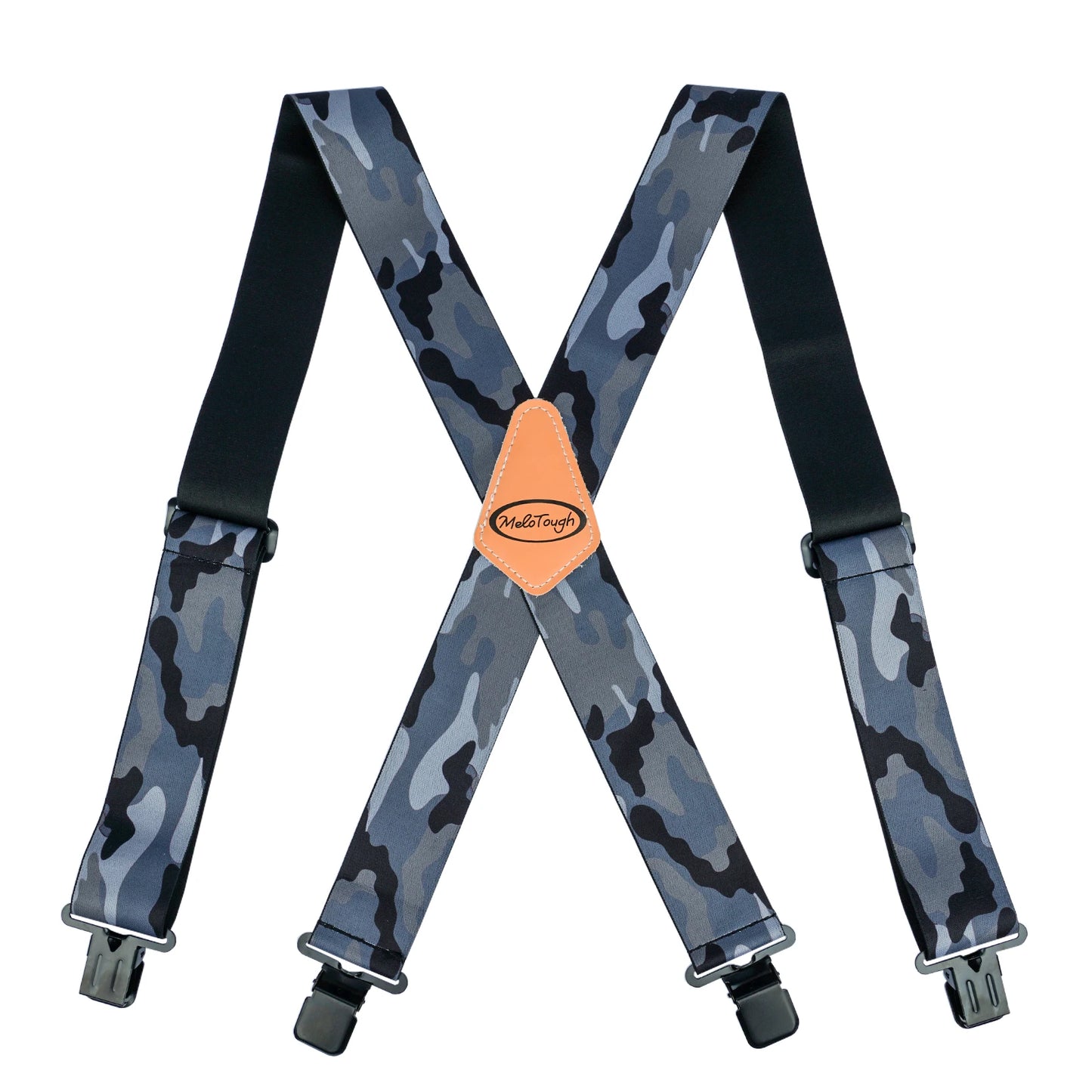 MELOTOUGH Men's Suspenders Fully Elastic 2 Inch Wide X Back Heavy Duty Tradesperson's Pant Suspender