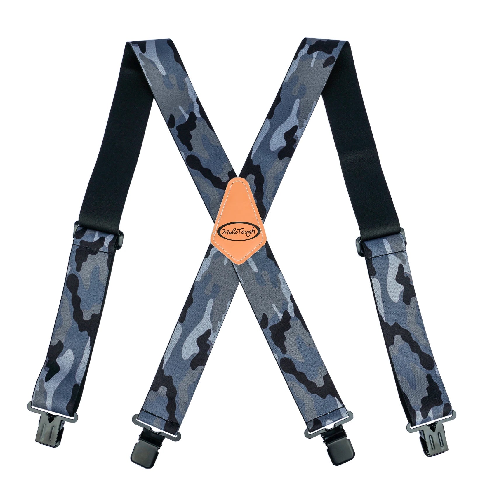 MELOTOUGH Men's Suspenders Fully Elastic 2 Inch Wide X Back Heavy Duty Tradesperson's Pant Suspender