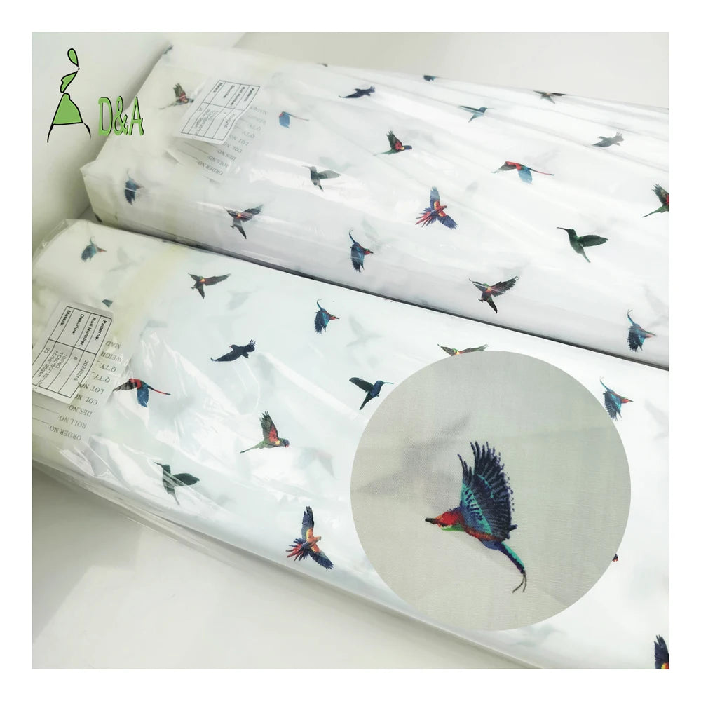 Wholesale in Stock Eco-Friendly Stretch Birds Printed 100% Cotton Poplin Fabric for Girls Sleepwear & Lining Garments