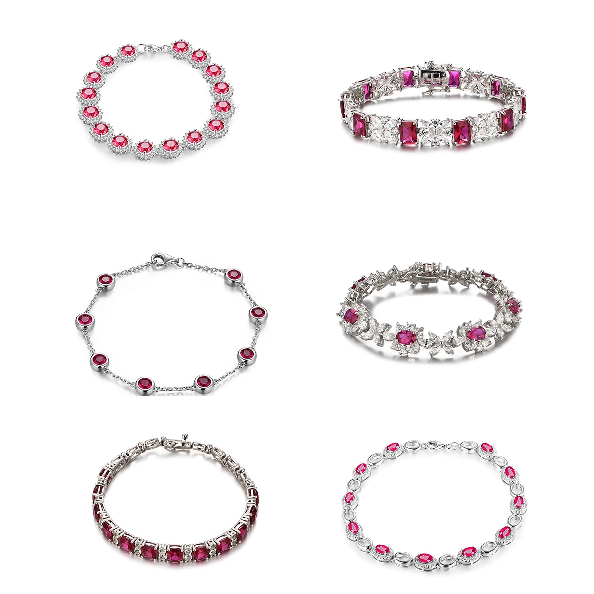 Fashion Design Red Bracelet Ruby Gemstone 925 Sterling Silver Tennis Bracelet High Quality Fine Jewelry