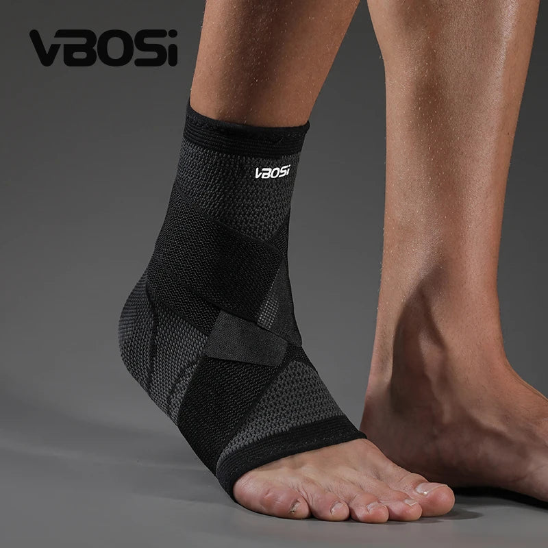 VBOSi 1 Piece Compression Ankle Support Sleeve with Adjustable Straps for Basketball American Football