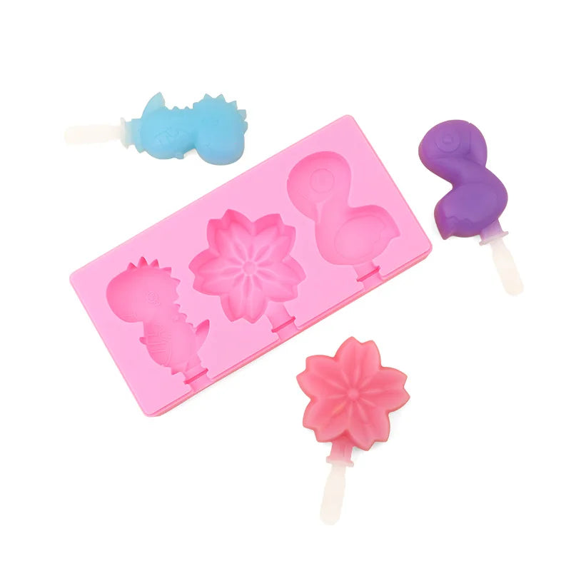 Silicone Ice Cream Mold with Cover and Stick Home-made  Mold Summer Kitchen Baking Tools