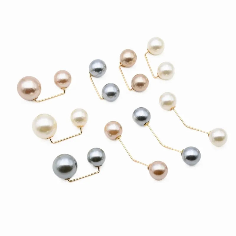Wholesale Bulk Cheap Pearl Pin Buckle Scarf Clasp Collar Cardigan Button Round Pearl U Shape Lapel Pin Brooch