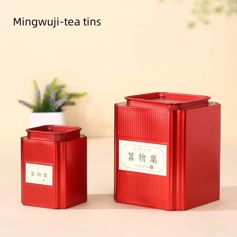 RTS 10*10*H14cm Custom Logo Square Empty Metal Tea Tins Candy Chocolate Tin Can for Loose Tea Packaging