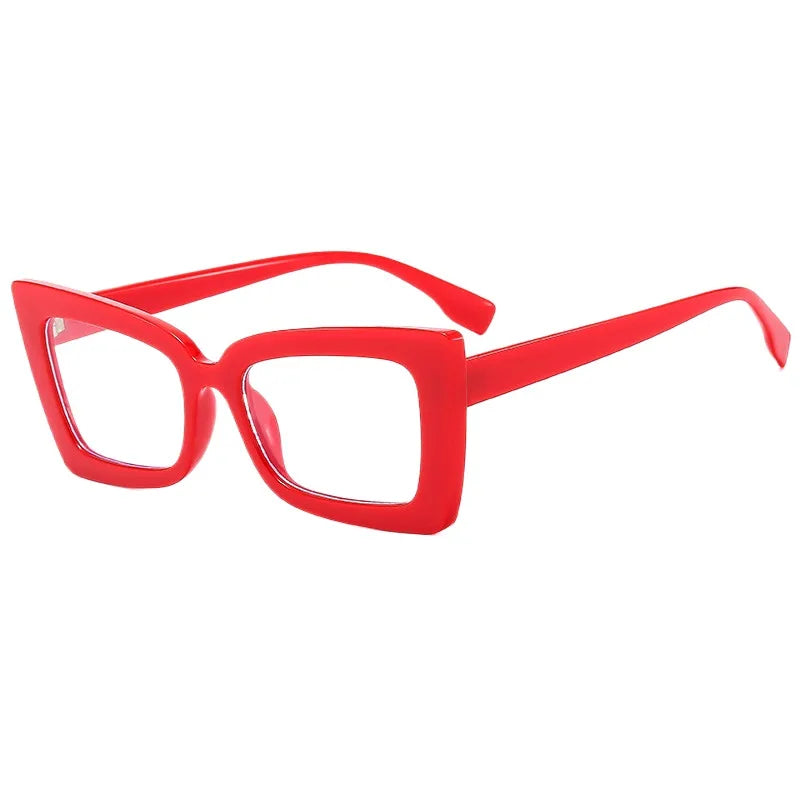 2024 Fashion Unisex Square PC Eyeglasses Thick Red Frame Blue Light Blocking Strong Metal Hinge 7 Colors Wholesale