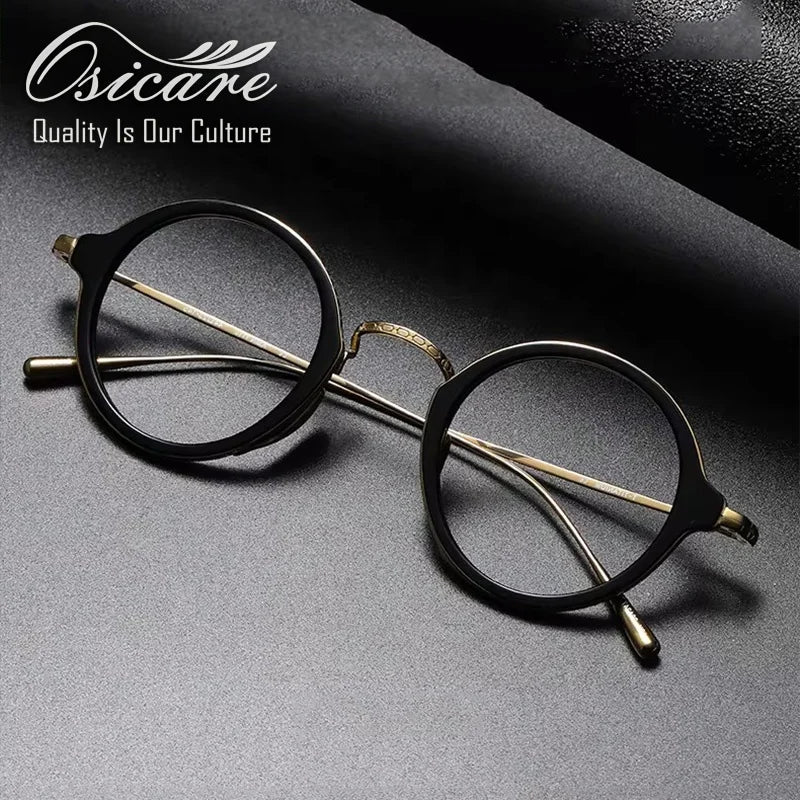 Luxury Brand Designer Custom Eyewear Round Retro Eye Glasses Kmn Oval Vintage Male Eyeglasses Titanium Optical Frames for Men