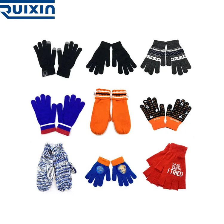 Wholesale Winter Knitted Gloves Acrylic Gloves Mittens Touch Screen Finger Knitted Gloves Adult Men Women Check Pattern Winte