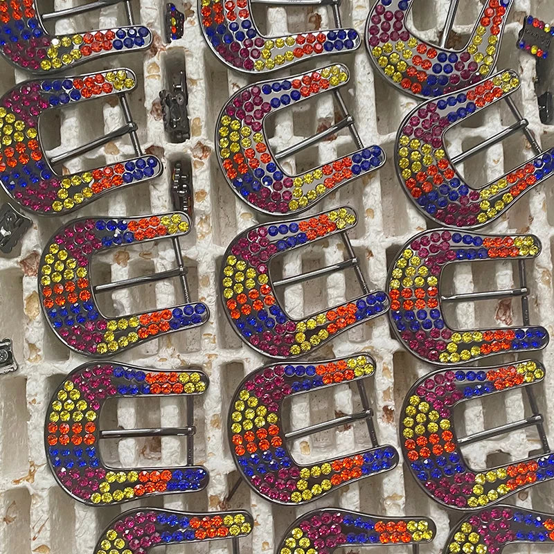 Wholesale Fashion  Rhinestone Buckle Sets Punk Crystal Western Cowboy Various Colors Alloy Big Belt Buckle Manufacturers
