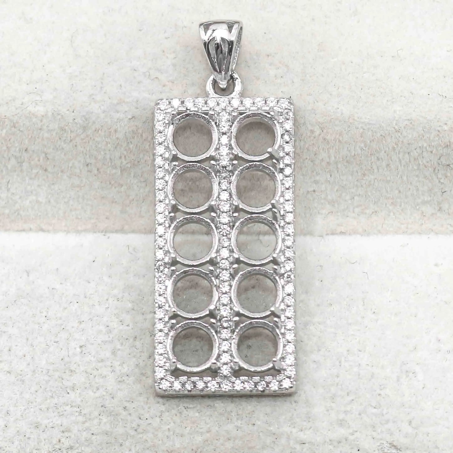Sterling Silver 5*5mm Semi Mount Pendant Empty Frame Blank Support Setting S925 Base Holder Without Center Stone for DIY Inla