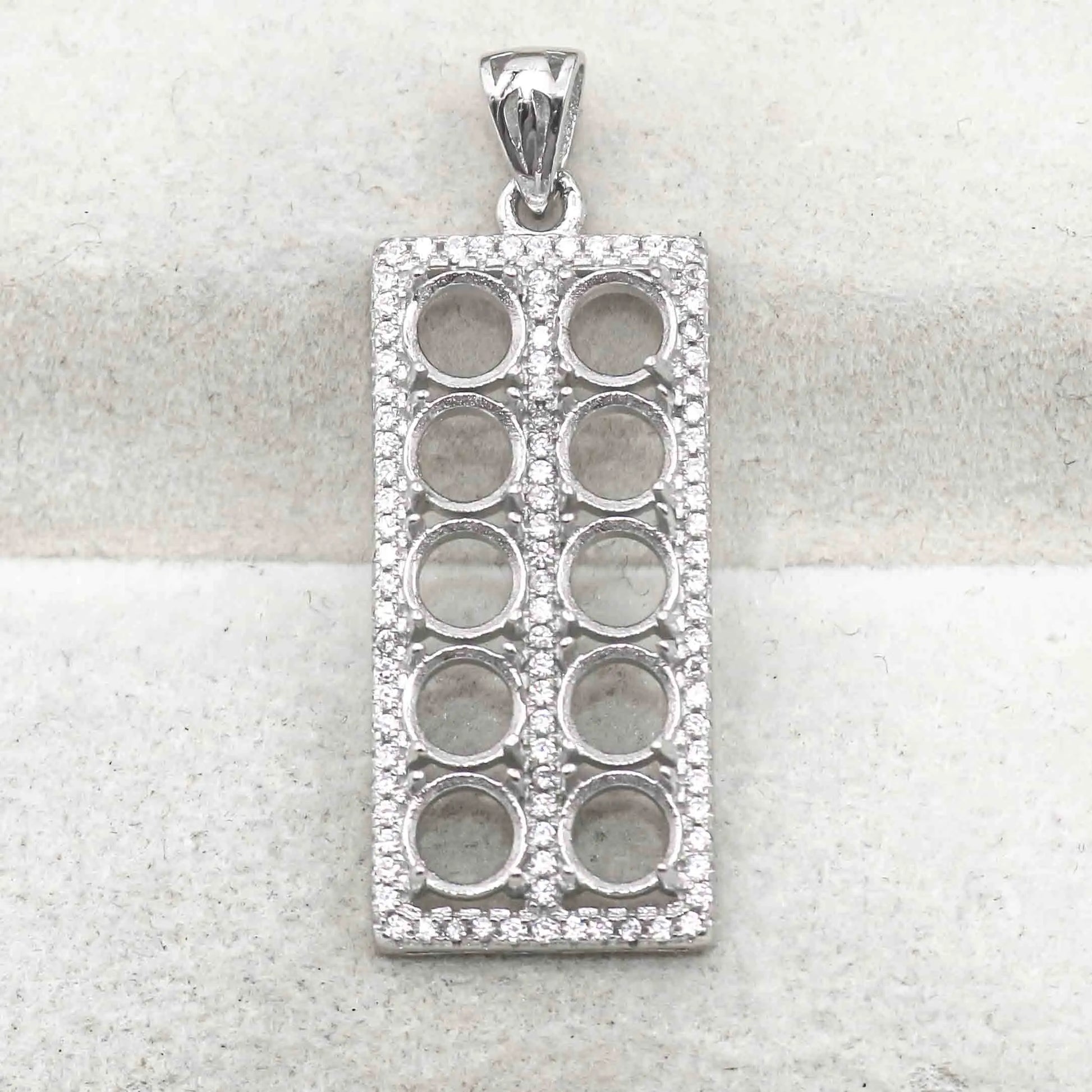 Sterling Silver 5*5mm Semi Mount Pendant Empty Frame Blank Support Setting S925 Base Holder Without Center Stone for DIY Inla