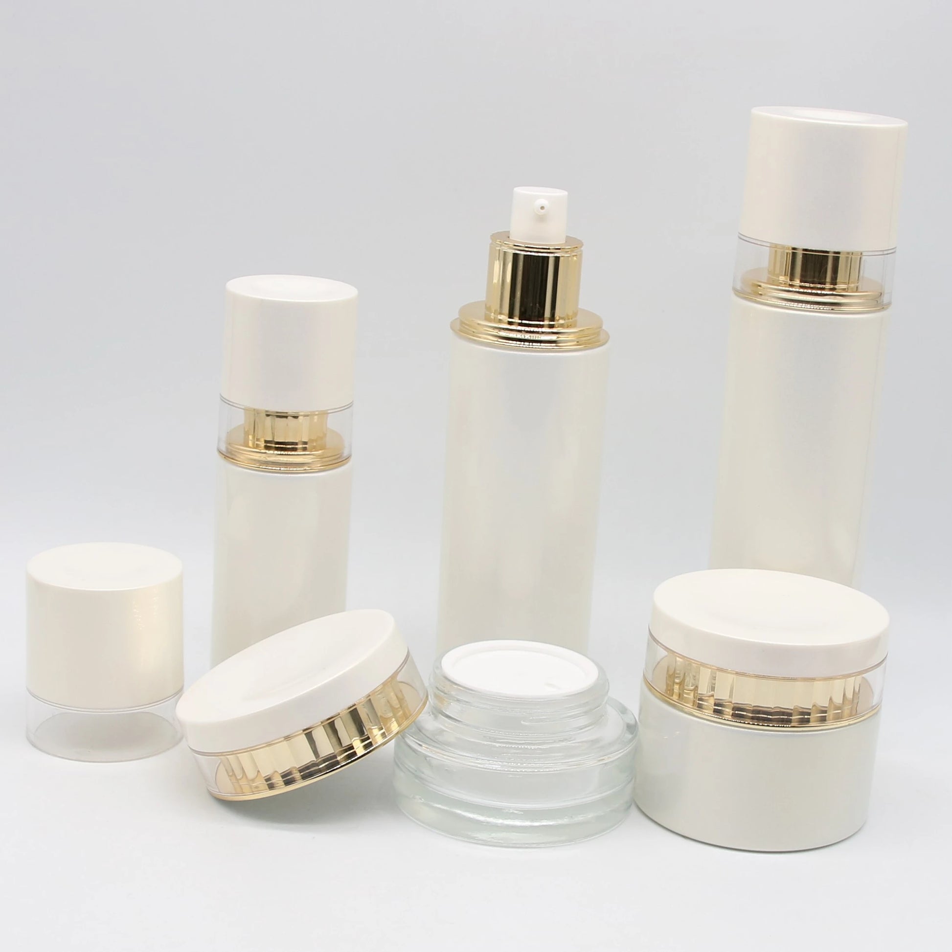 Elegant White Color Cosmetic Serum Lotion Bottle Cream Jar 30ml 60ml 100ml 120ml