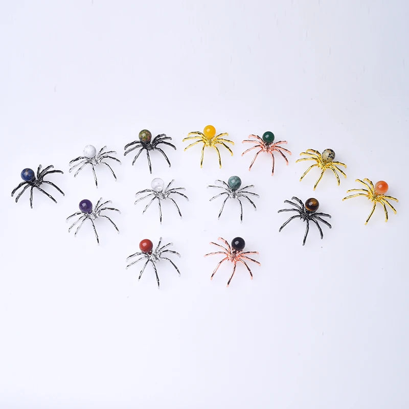 Wholesale Natural Crystal DIY Spider Gemstone Carving for Decoration and Gifts Handmade Crystal Crafts