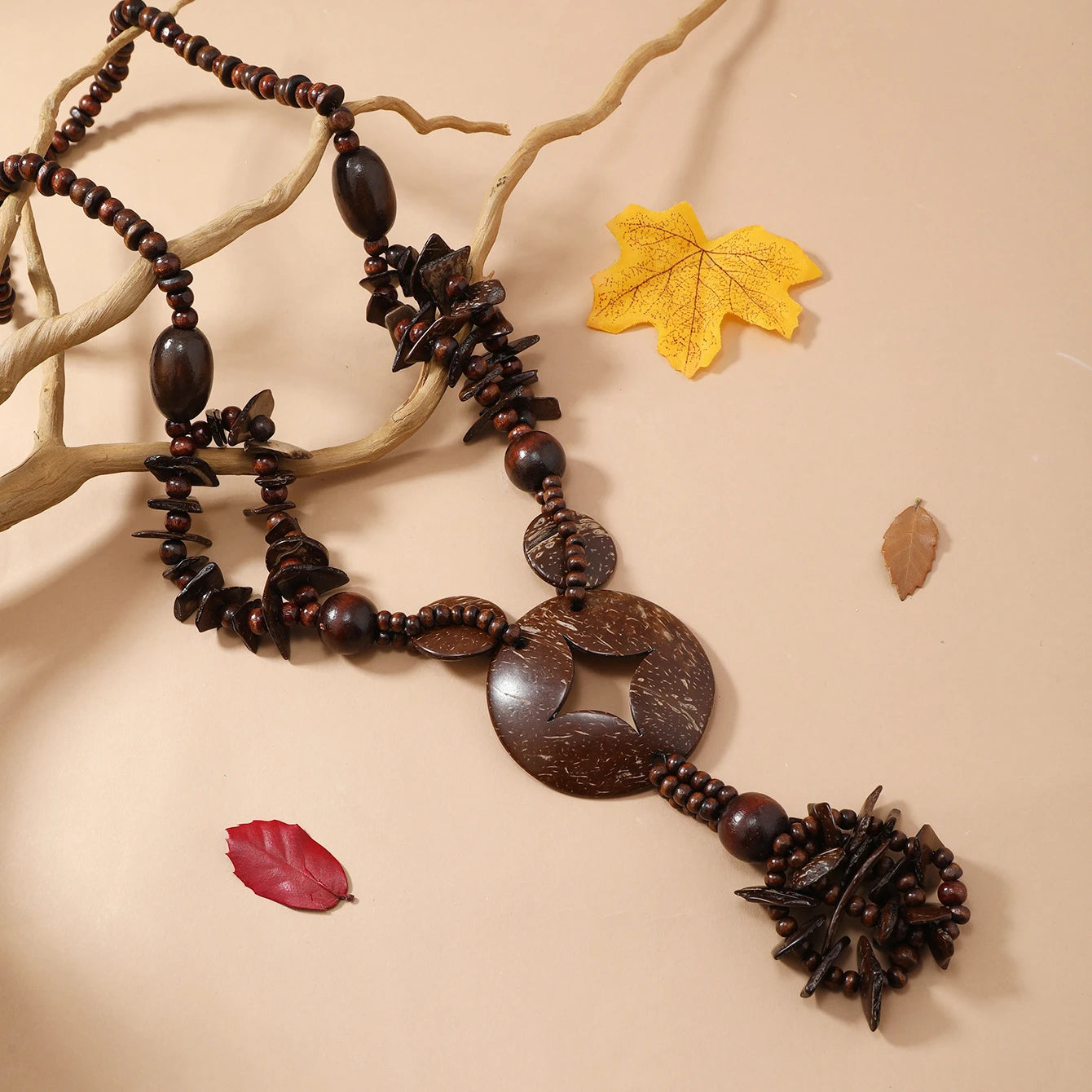 European and American Bohemian Nationality Vintage Coconut Shell Sweater Chain Long Necklace Wholesale