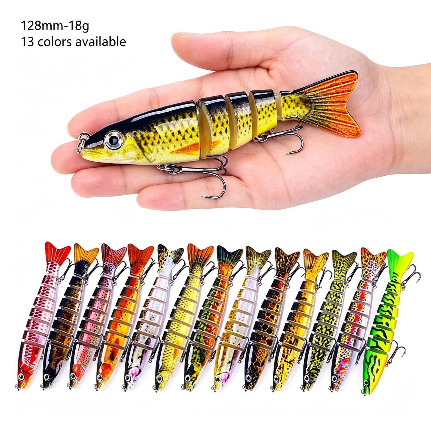 Fast Shipping 128mm 18g Artificial Fishing Lure Multi Jointed Lifelike Glide Hard Swimbait Swim Bait for Bass Pike Crappie