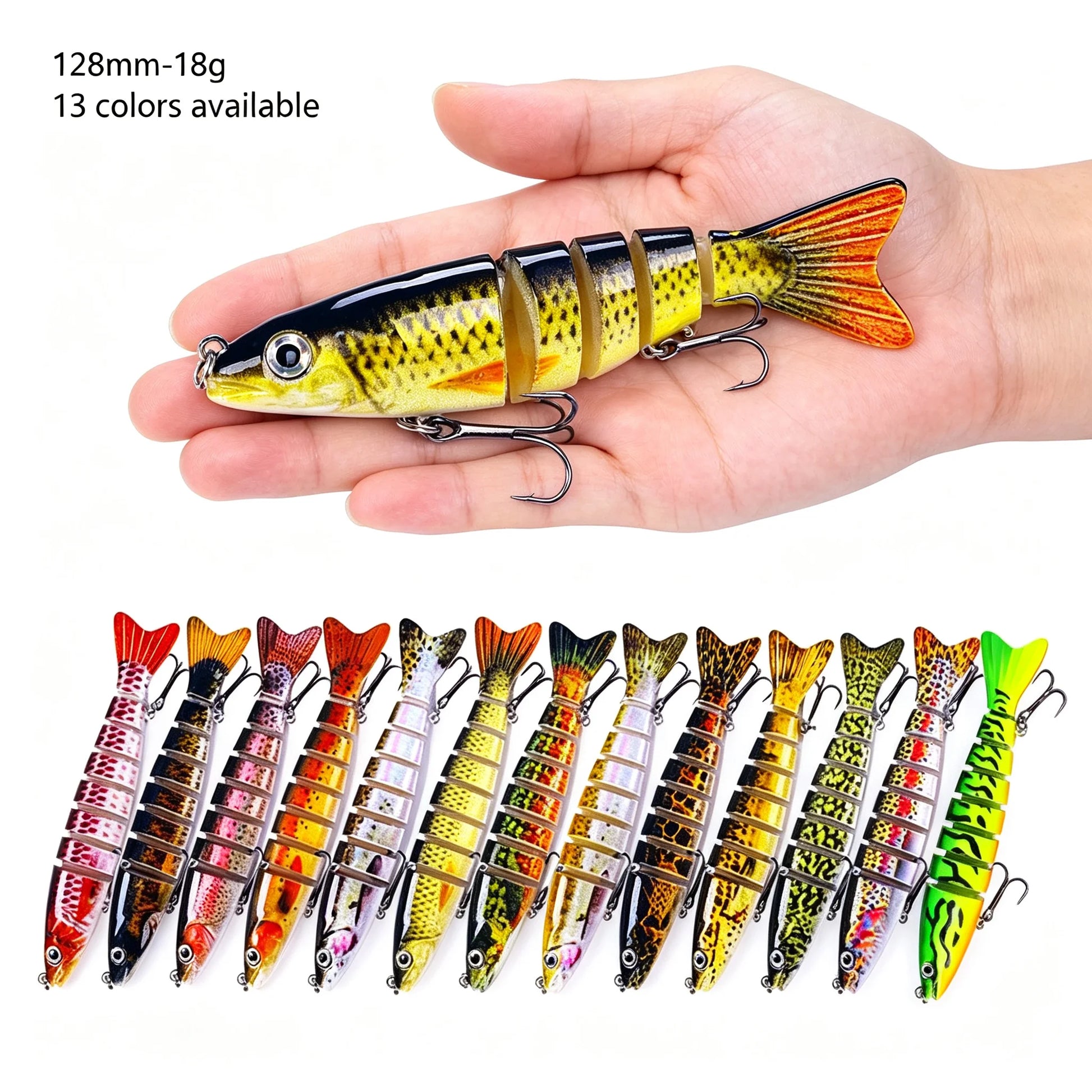Fast Shipping 128mm 18g Artificial Fishing Lure Multi Jointed Lifelike Glide Hard Swimbait Swim Bait for Bass Pike Crappie
