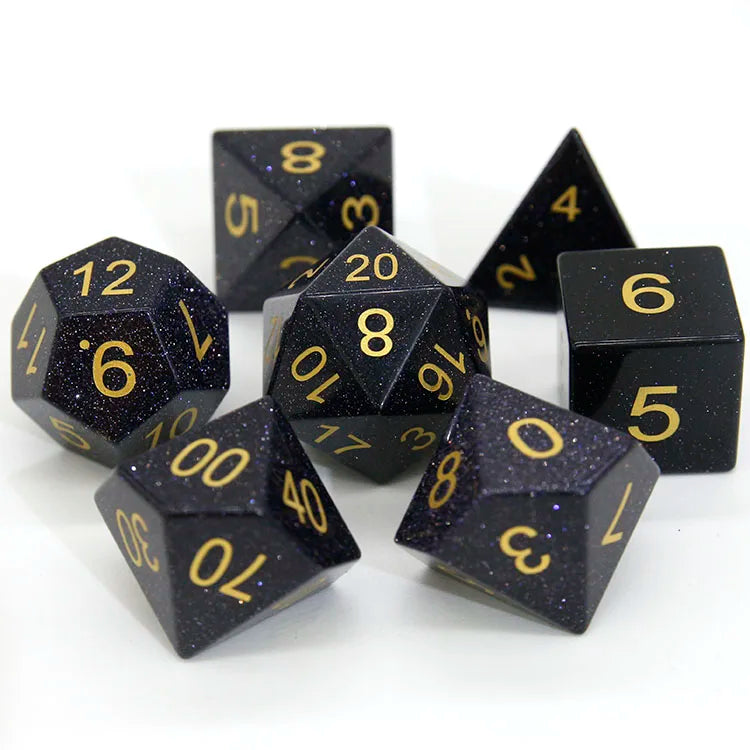 Bulk High Quality Natural Gemstone Polyhedral Dice Set Blue Sandstone Eco-Friendly 7-Piece D&D Game Dice