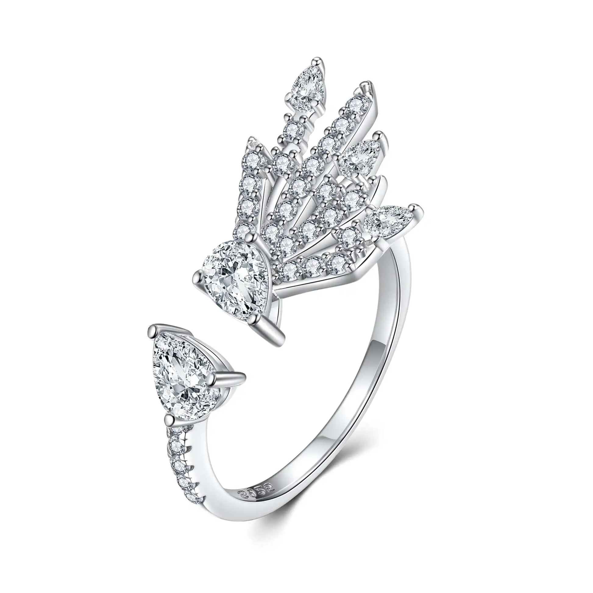 Original Manufacturer Wholesale Elegant Pear Zircon 14k Gold Plated 925 Silver Promise Engagement Wedding Jewelry Rings
