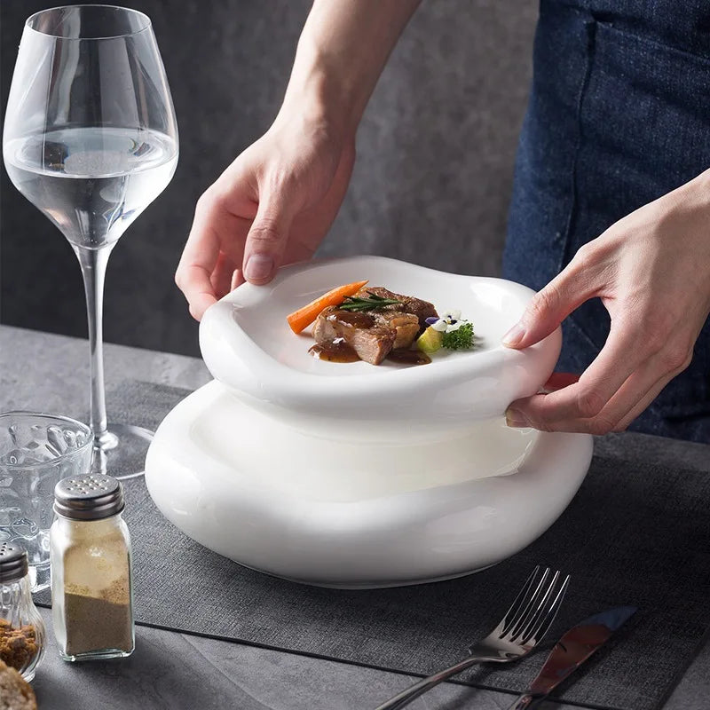 Nordic Ins Cloud Shaped Ceramic Plate Creative Simple Pure White Plate