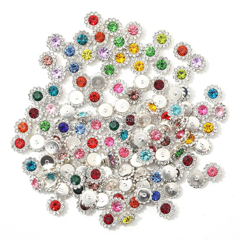 Hot Selling Crystal Rhinestone 12mm  Silver Bottom Bracket Used for Sewing Clothing and Wedding Dresses