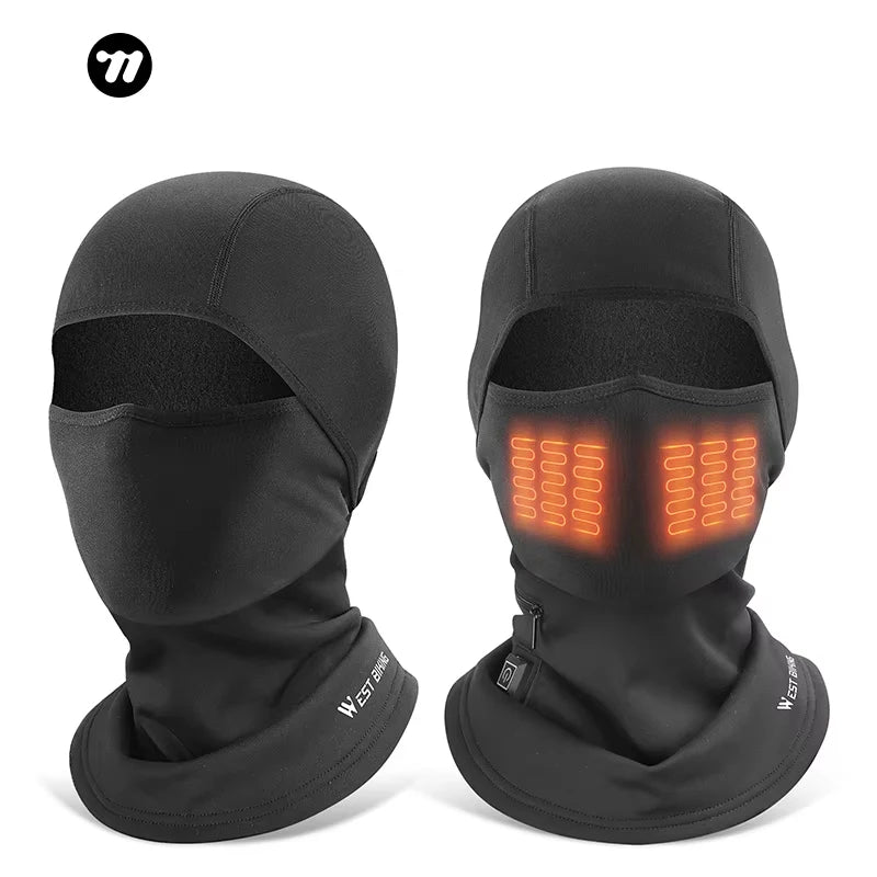WEST BIKING Super Wasrm Winter Electric Heating Headgear Mask Windproof Thermal Windproof Cycling  Heat Fleece Mask
