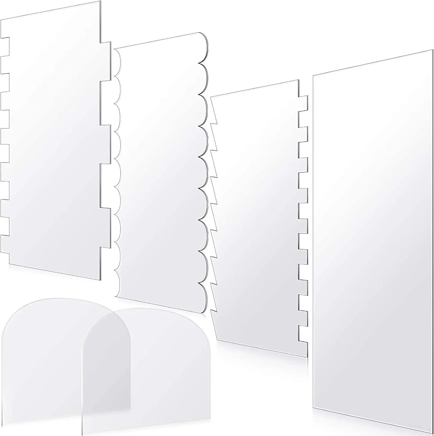 6 Pieces Clear Acrylic Cake Smoother Scraper Large Cake Comb for Icing Frosting Buttercream and Soft Plastic Cake Smoother Sc