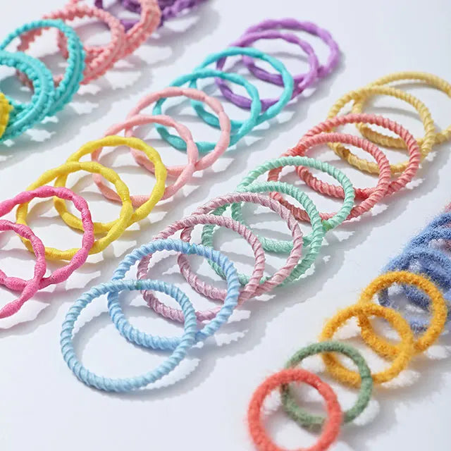 Wholesale Sweet Fashionable Cute Children Colorful Original Polyester Fiber Hair Accessories Elastic Hair Bands Scrunchies fo