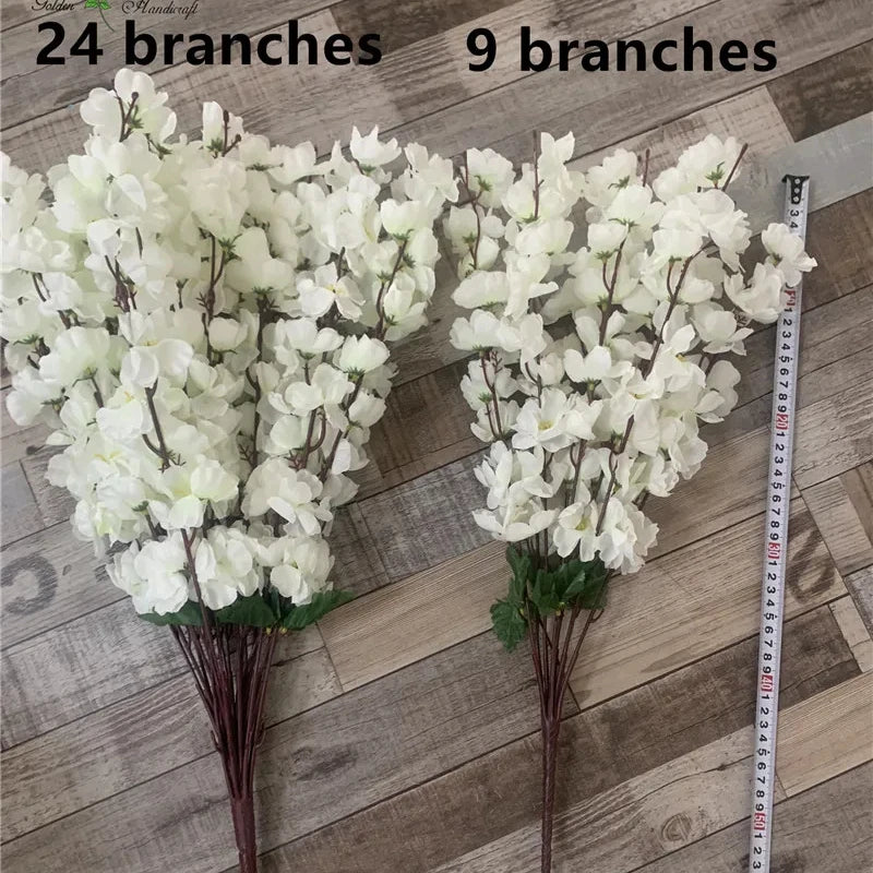 Wholesale Artificial Silk Peach and Cherry Blossom Bouquets for Wedding Centerpiece Party Decor
