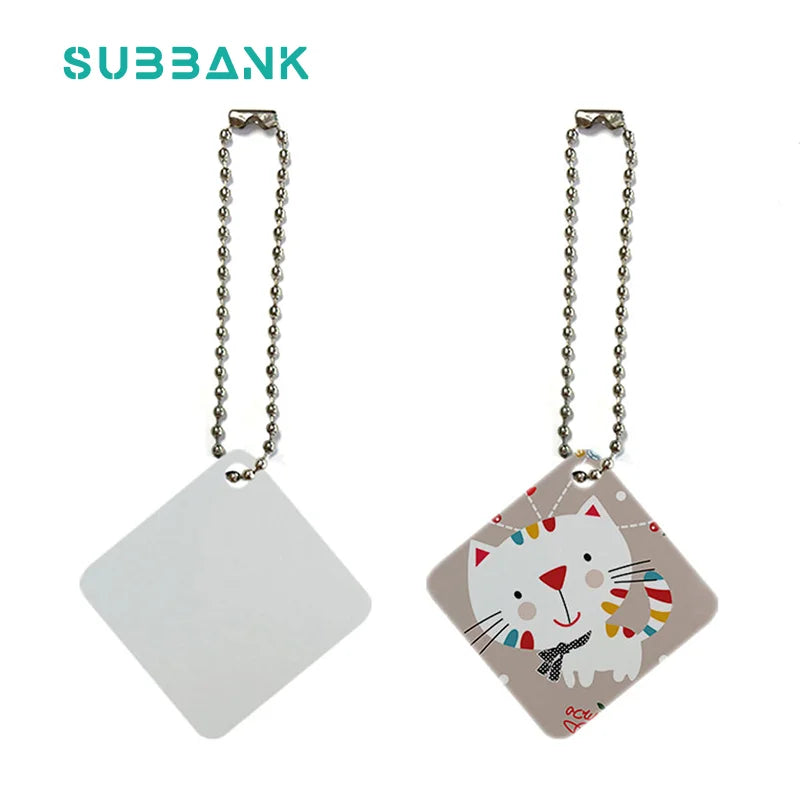Subbank White Aluminum Dye Sublimation Dog Tag Blanks Double Sides Printing Id Name Pet Tags Keychain Necklace Pendant Orname