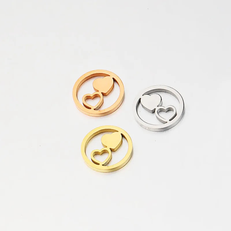 Brand New Hollow Love Double Heart Couple Exquisite Pendant Stainless Steel Making Charms Jewelry Accessories