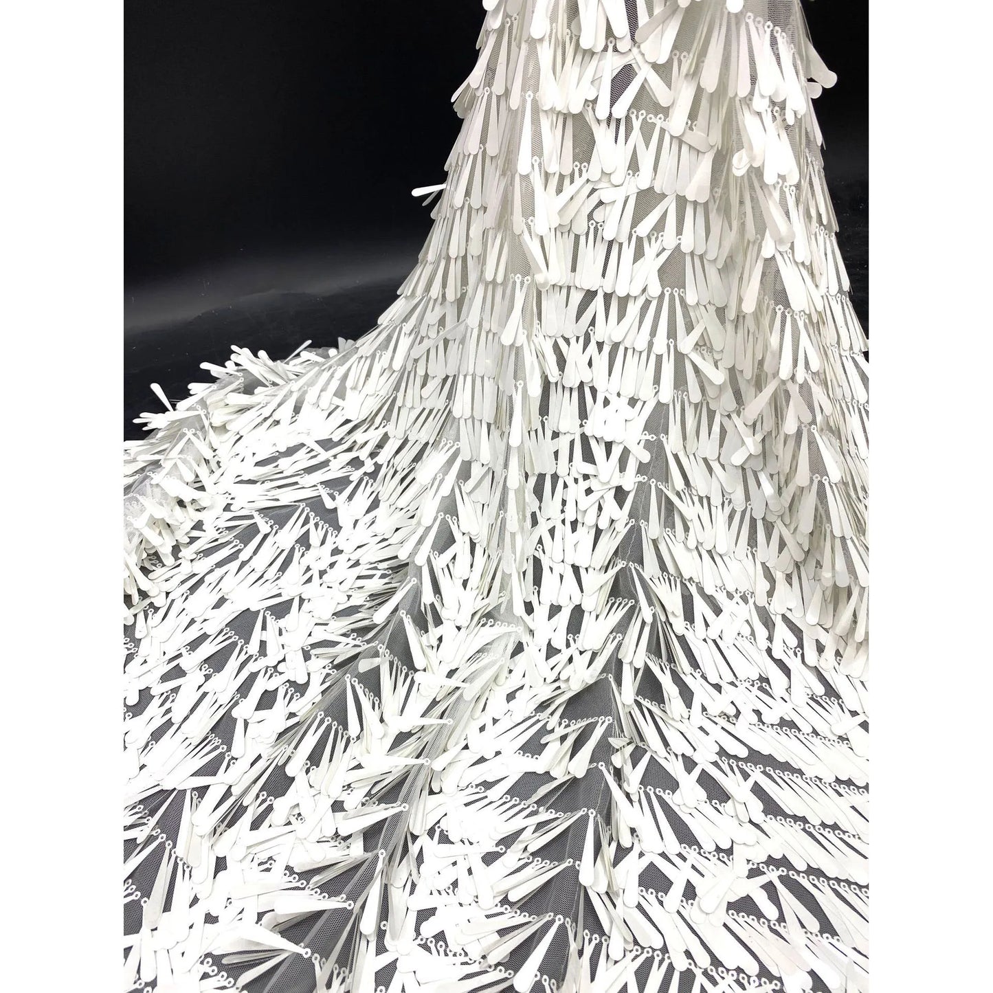100% Polyester   40mm square Sequin Stage Style Embroidery Mesh Fabrics for Dresses