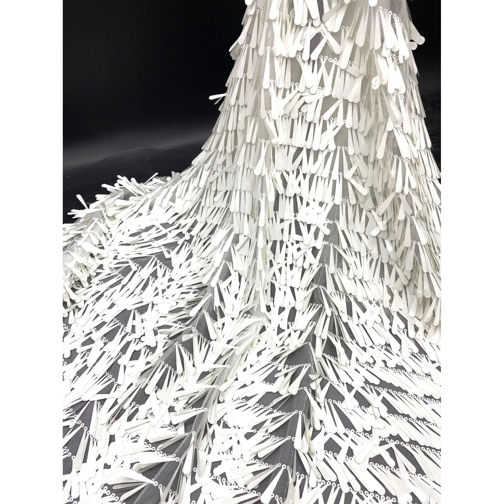 100% Polyester   40mm square Sequin Stage Style Embroidery Mesh Fabrics for Dresses
