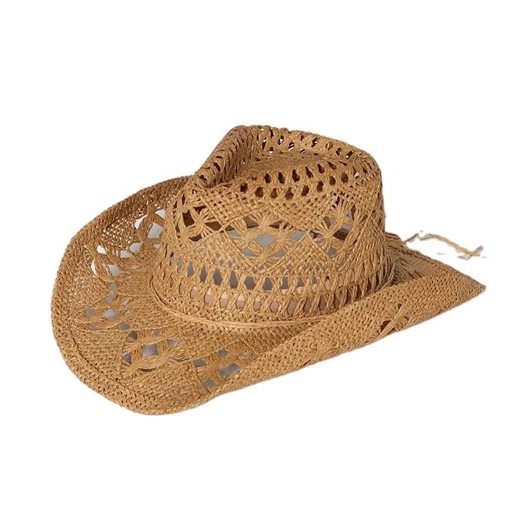 Adult Sun Straw Western Cowboy Hat Sparkly Western Cowgirl Hat for Holiday Party Foldable Vacation Beach Sun Hat With Wide Br