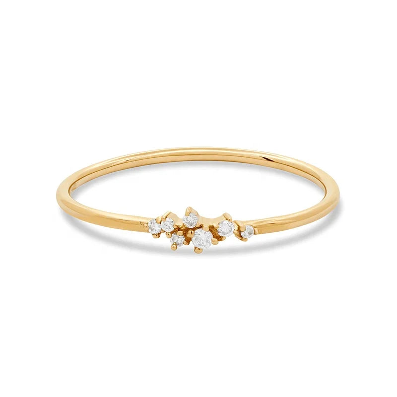 Milskye 2023 New Design Ladies Stacking Finger Diamond Cluster Silver Ring