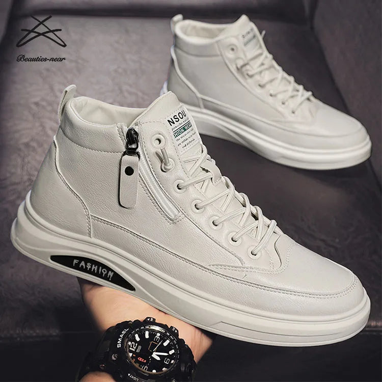 Fashion Mens Ankle Length Styles Shoes Zip Men Pu Leather Boots Casual Sports Running Casual Sport Shoes