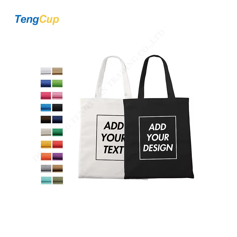 TY RTS in Stock Cotton rainbow Fabric Colour Handle Waxed Gift Promotion Cotton Shopping Bag Canvas Tote Bag
