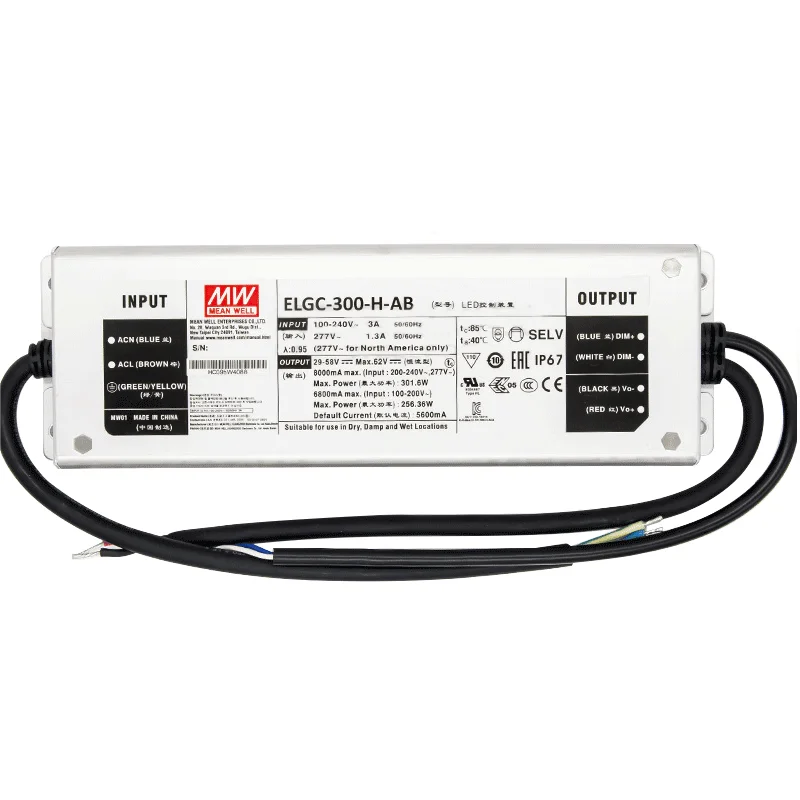 MeanWell ELGC-300-H-AB 29~58V 300W LED Power Supply Mean Well Dimmable LED Driver for LED Lighting