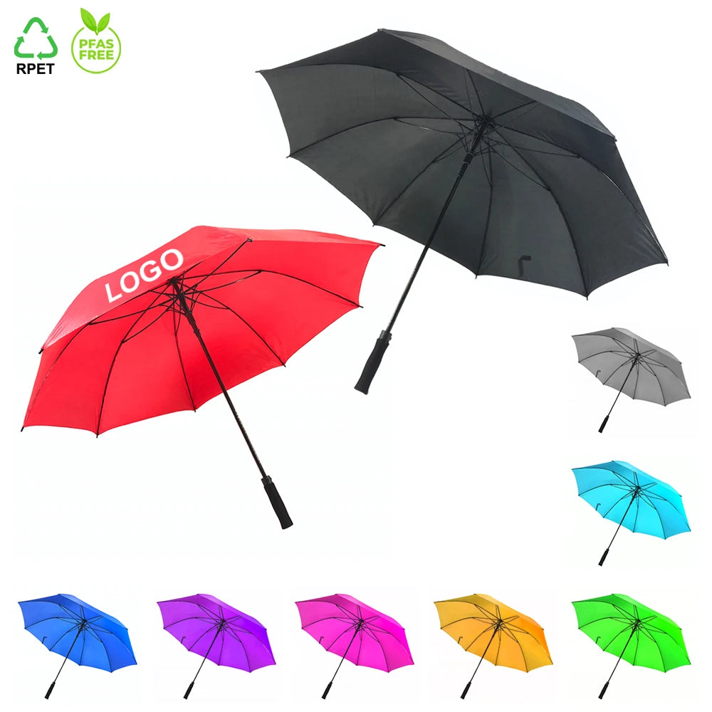 Ovida Factory Hot Selling Windproof 30 Inch 8 Ribs Large Golf Umbrella With Custom Logo Printing RPET Wholesale Umbrella Outd