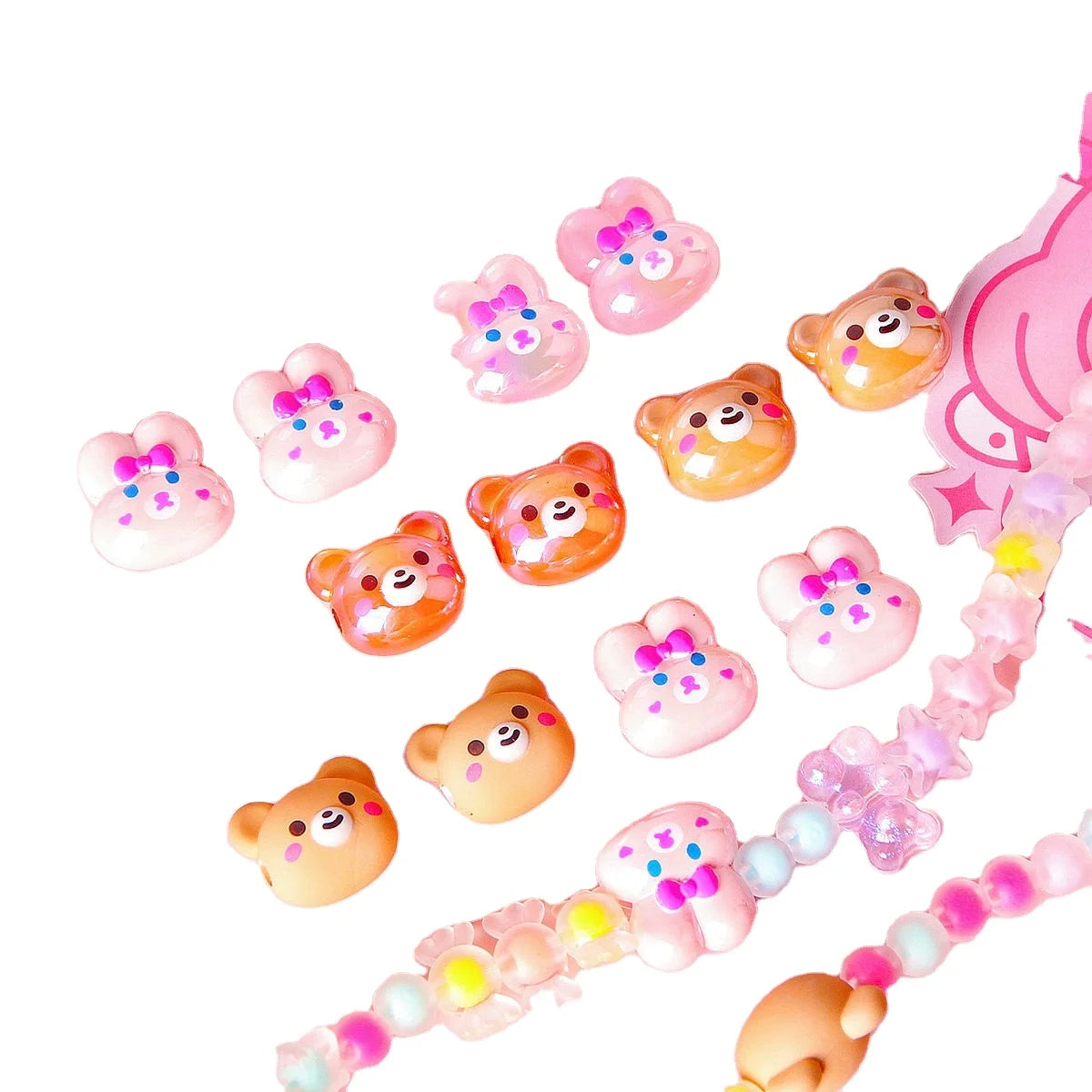 Wholesale Cute AB Color Bear Rabbit Resin Loose Beads for Diy Mobile Phone Chain Bracelets Necklace Making