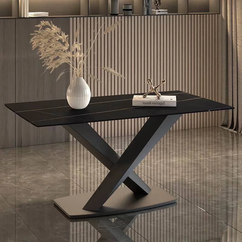 2024 Modern Dining Table with Nordic Style Metal Frame & Sintered Stone Top for Home & Villa Use