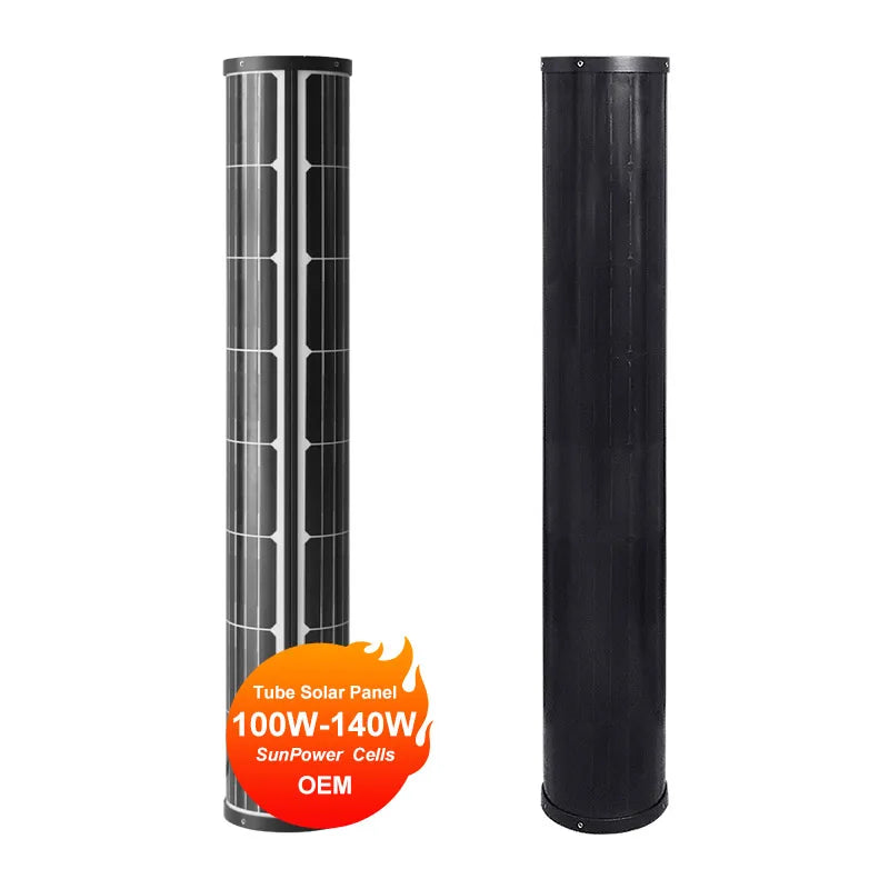 High Efficiency Sunpower Solar Panels 100W 120W 140W Cylindrical Solar Panel Tube Shape Glass PV Module for Solar Light Pole