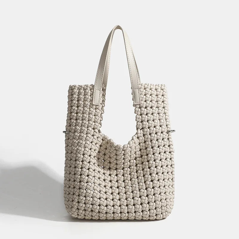Nylon Woven Bag Wholesale Fashion Luxury Weave Handbag Beach Plaited Handmade Tote Bag