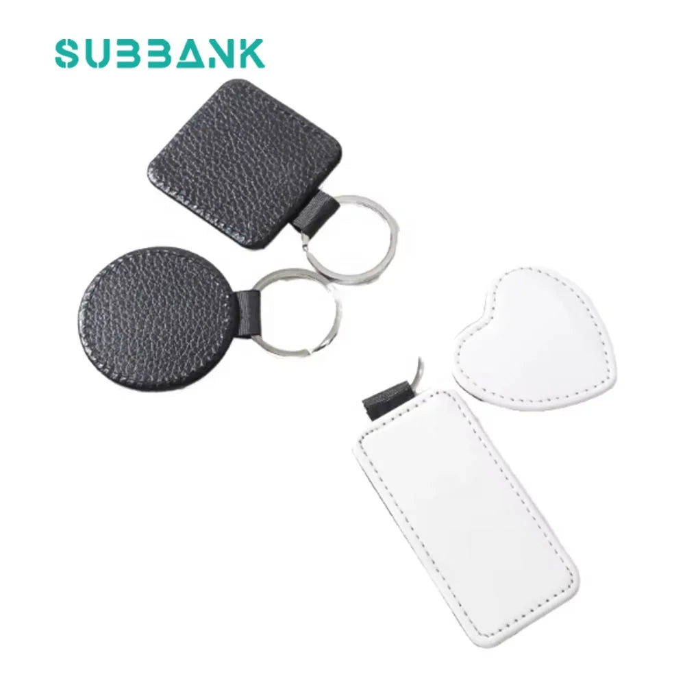 Subbank Wholesale PU Sublimation Heart Keychain Blank Custom Logo Double Side Printing Sublimation Leather Keychains