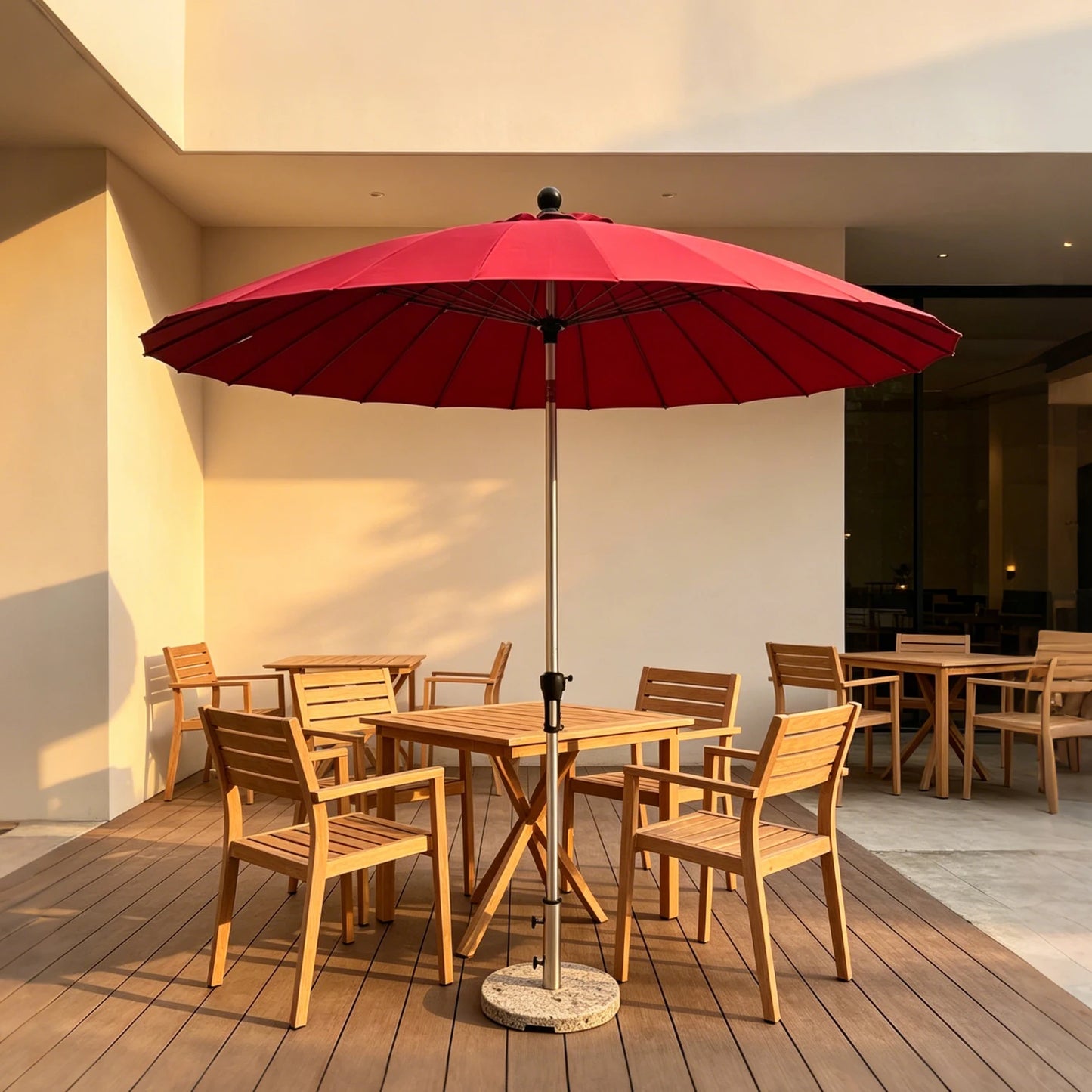 24K Panels Patio Garden Aluminum Pole Sunshades 360 Degree Rotation Cafe Parasol for Courtyard Hotel Foldable and Waterproof