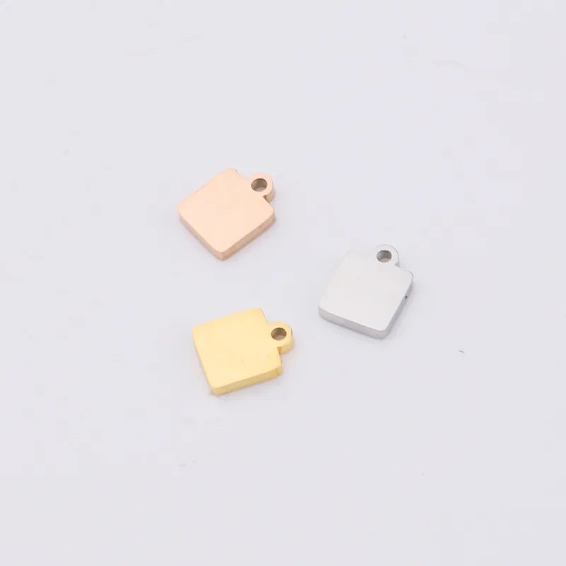 Factory Customization Personalized Mirror Polished New Pattern Stainless Steel Square Connector Bracelet Charms