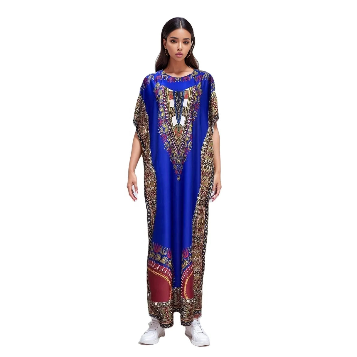 New Popular Fashion Casual Loose Bright Colors Middle East Africa Summer Printed Women Dress